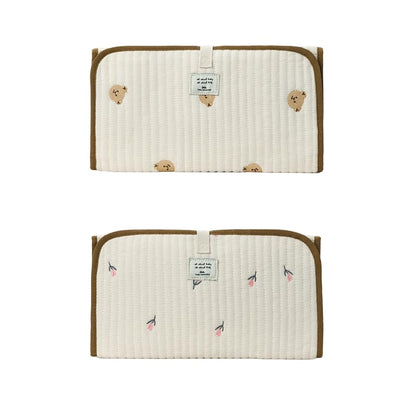 Portable Baby Changing Pad Foldable & Water Proofing Mat Built-in Mesh Pocket for Newborns and Parents During Travel (Bear)