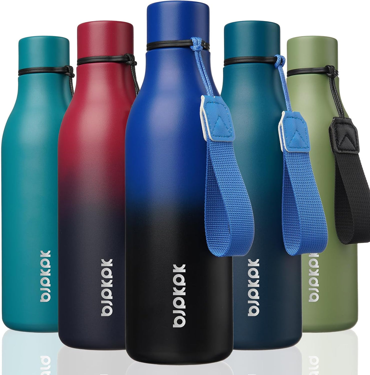 18oz Insulated Water Bottle, Stainless Steel Bottle with Carry Strap - Colors A