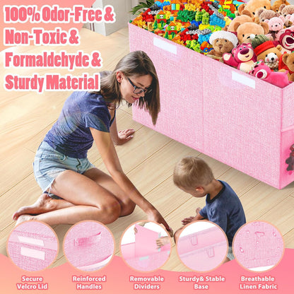 Large Toy Box, Collapsible Storage Bins with Lids, Toy Storage Organizer Toddler Bin Boxes for Kids, Boys, Girls