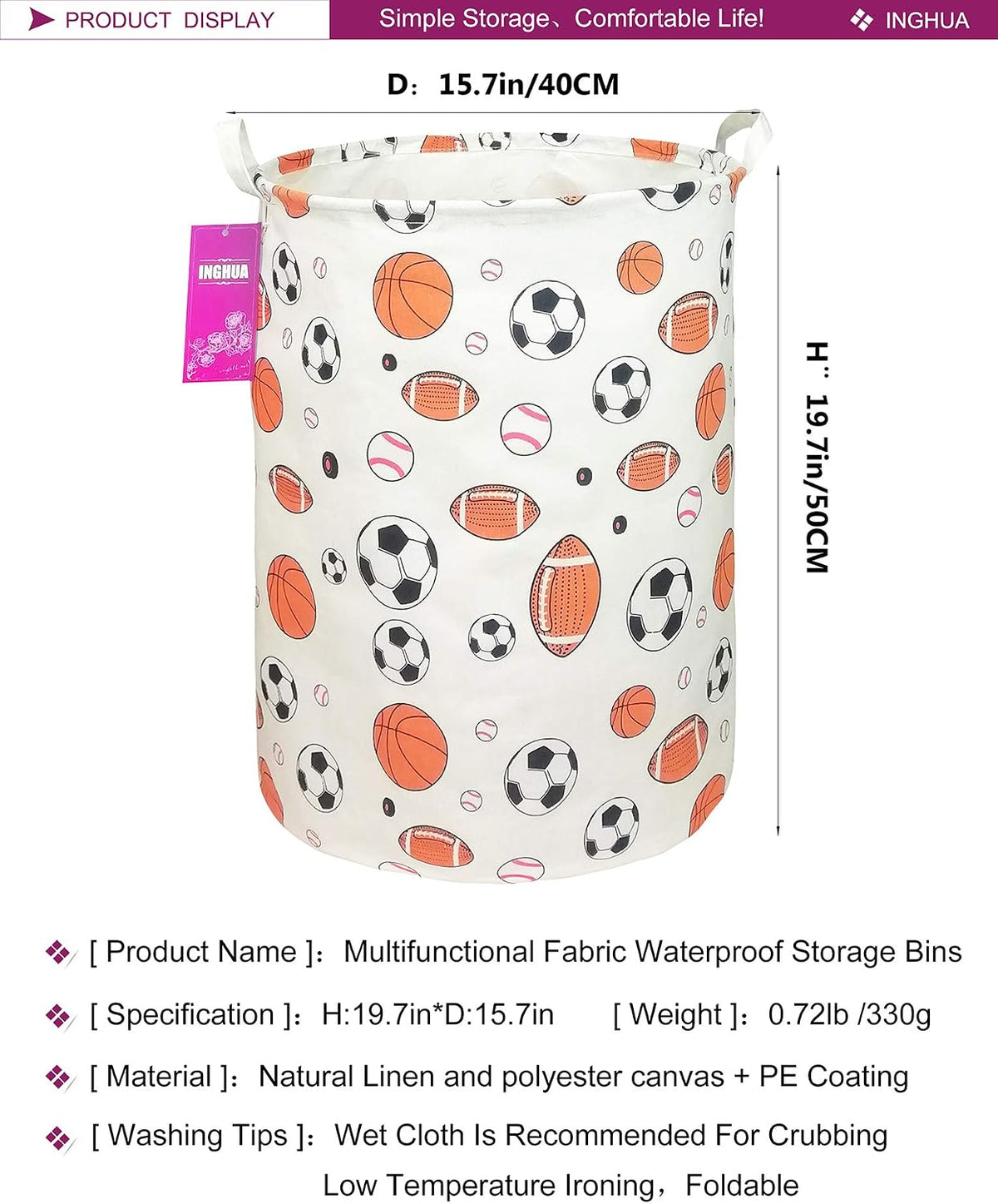 Weave Laundry Hamper Large Canvas Fabric Storage Basket