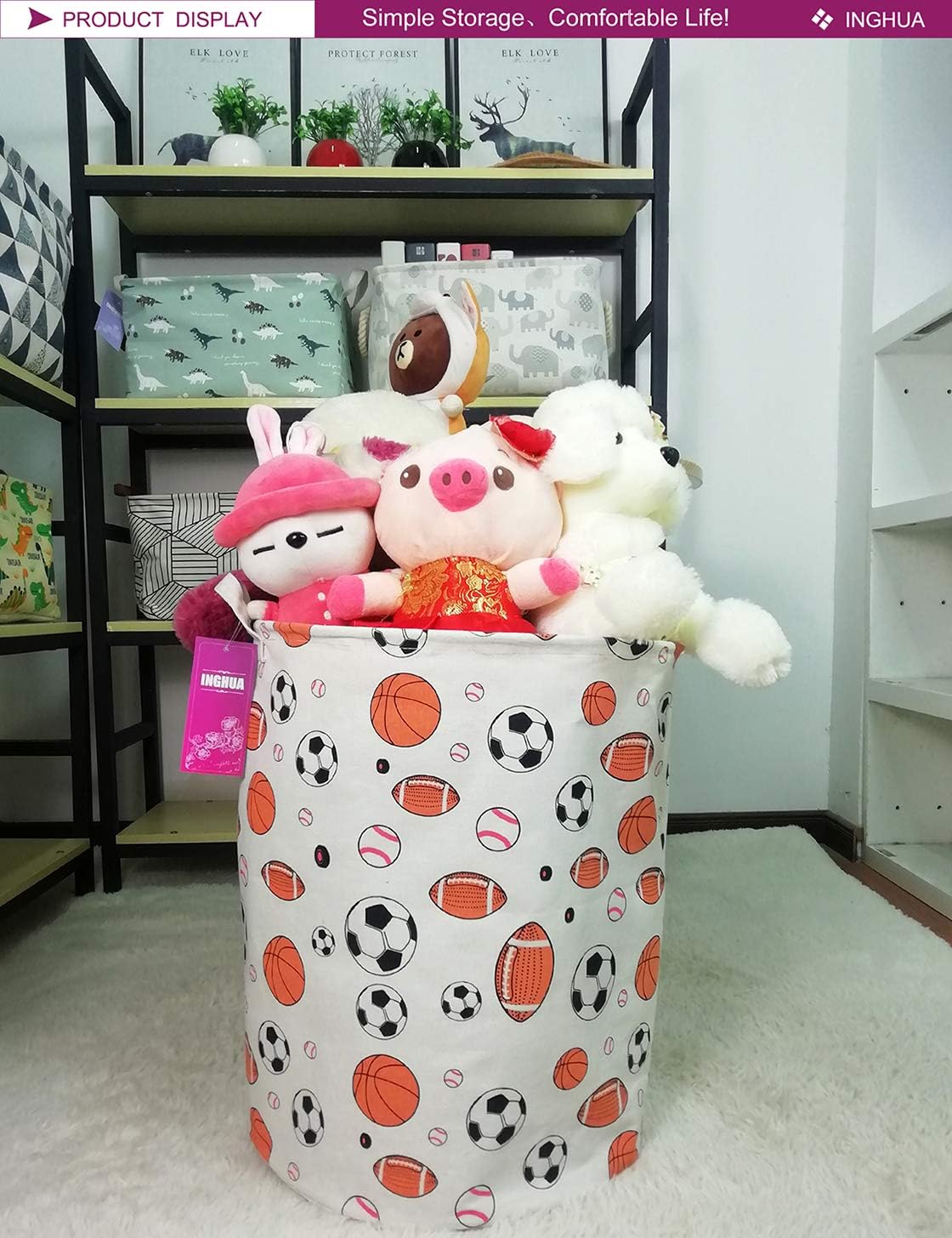 Weave Laundry Hamper Large Canvas Fabric Storage Basket
