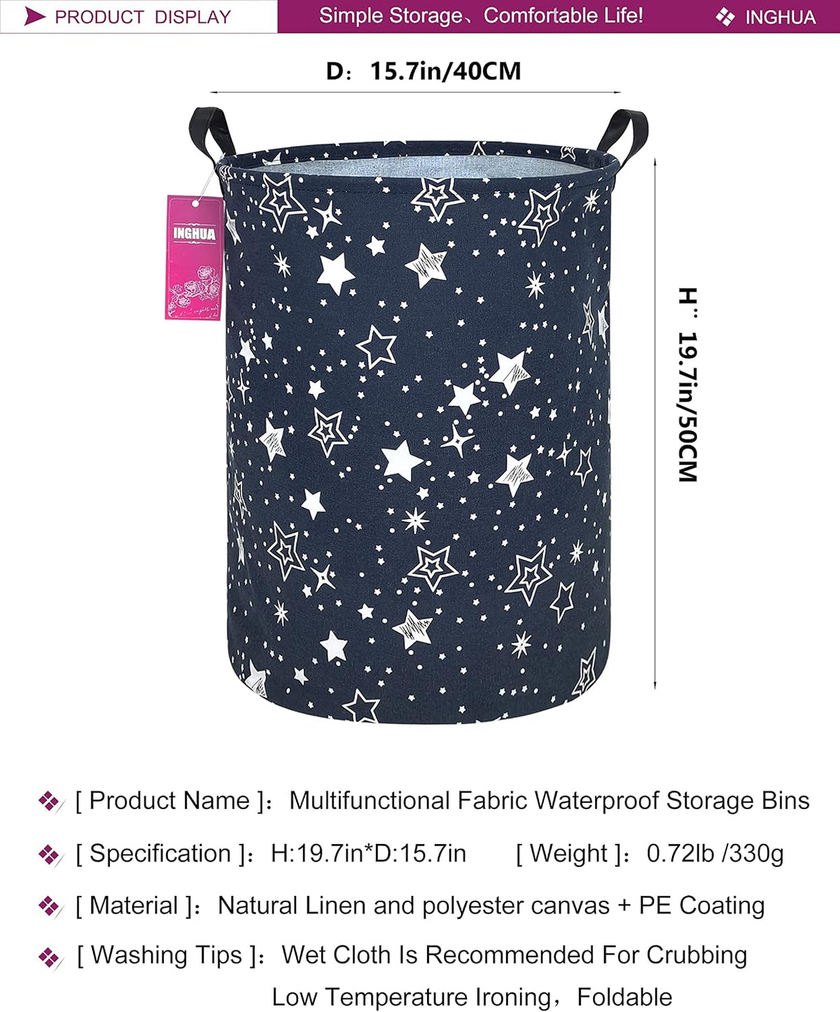Weave Laundry Hamper Large Canvas Fabric Storage Basket