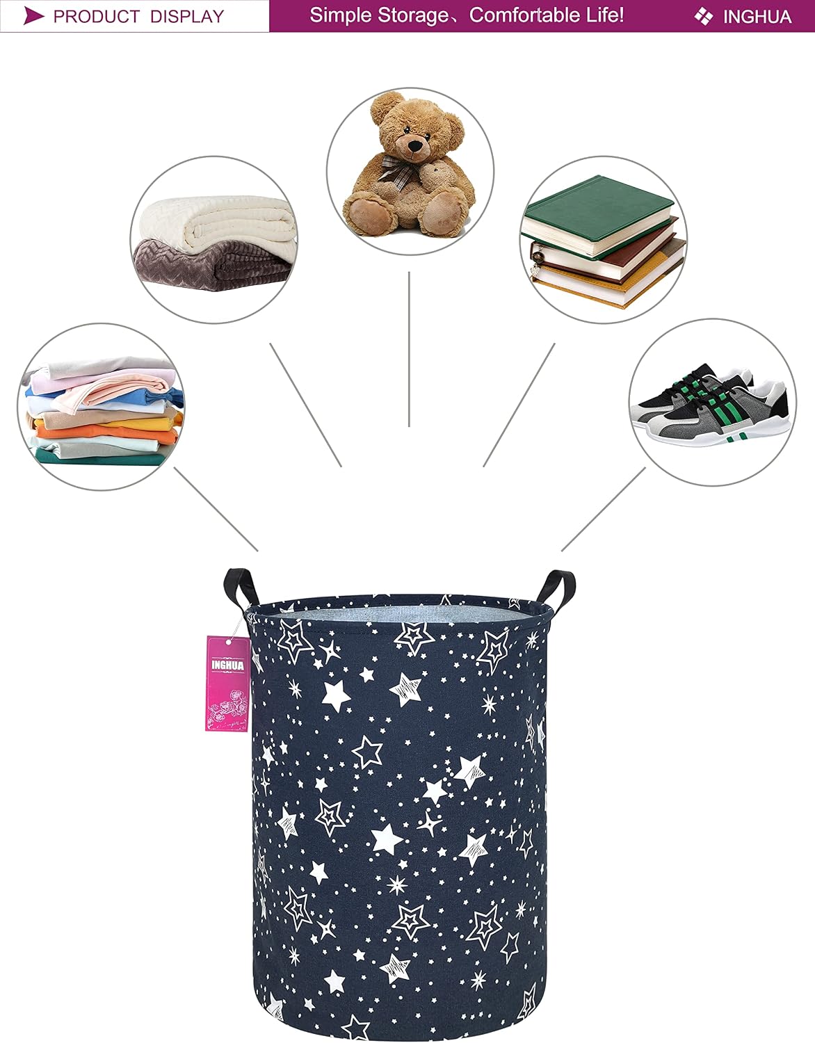 Weave Laundry Hamper Large Canvas Fabric Storage Basket