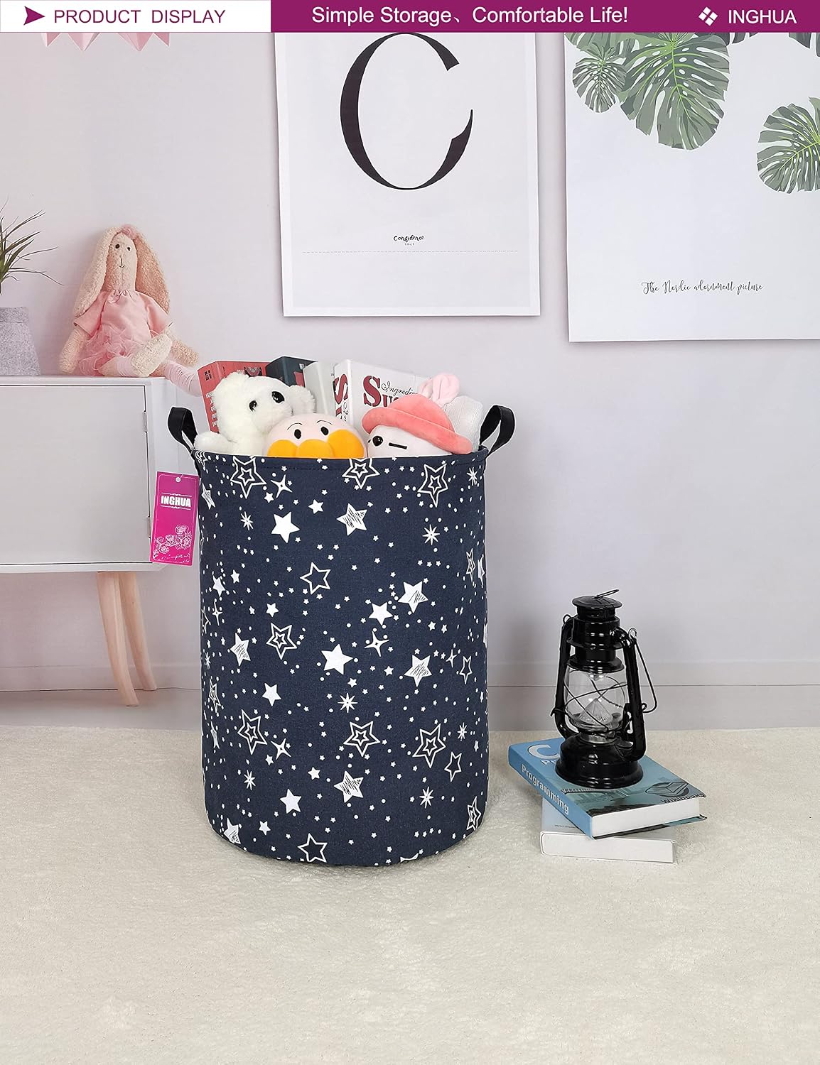 Weave Laundry Hamper Large Canvas Fabric Storage Basket