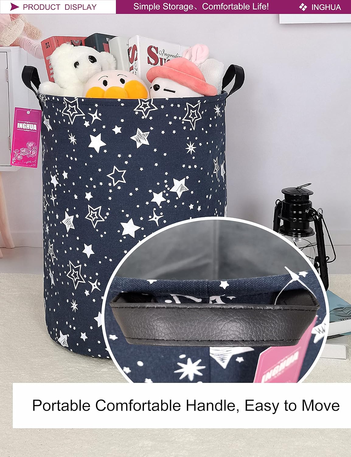 Weave Laundry Hamper Large Canvas Fabric Storage Basket