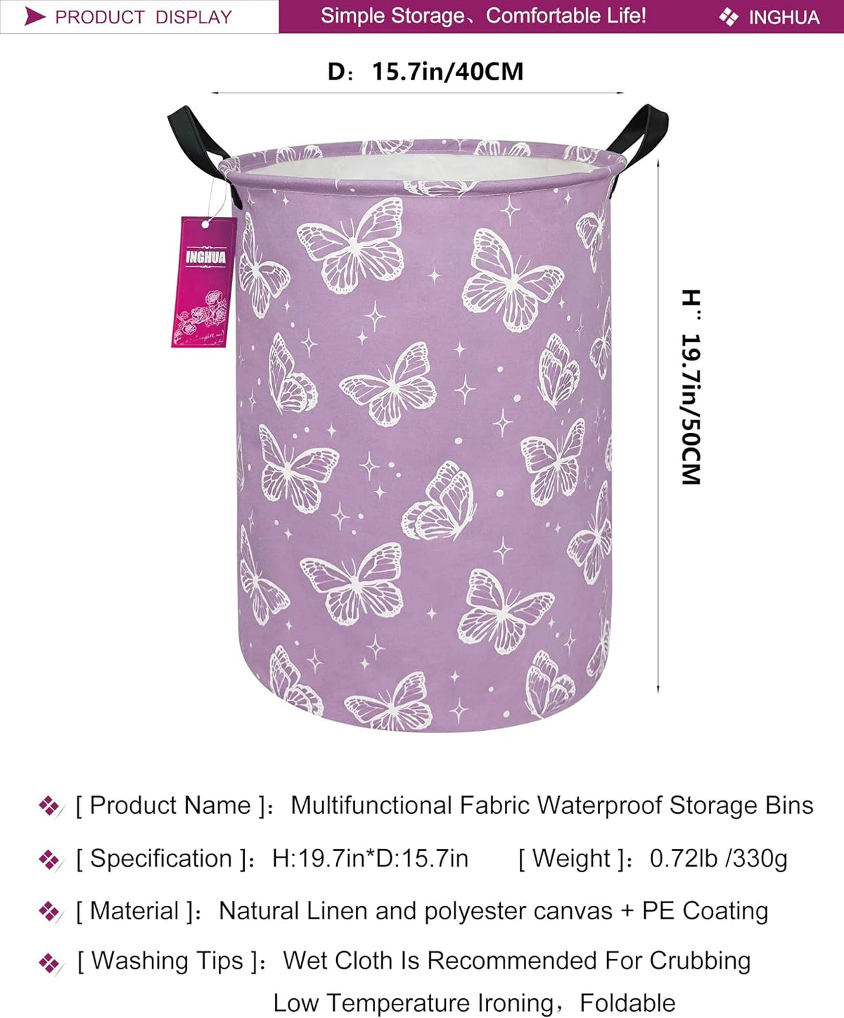 Weave Laundry Hamper Large Canvas Fabric Storage Basket