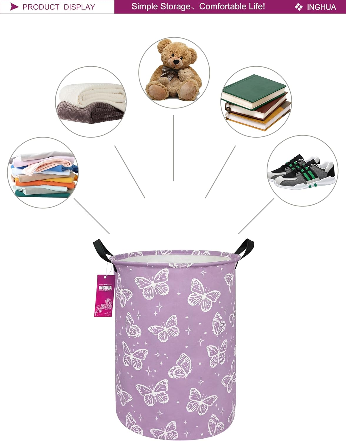 Weave Laundry Hamper Large Canvas Fabric Storage Basket