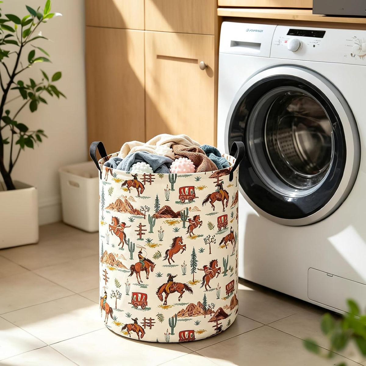 Weave Laundry Hamper Large Canvas Fabric Storage Basket
