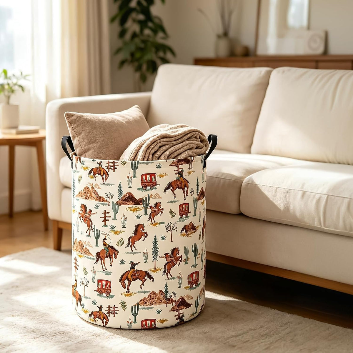 Weave Laundry Hamper Large Canvas Fabric Storage Basket