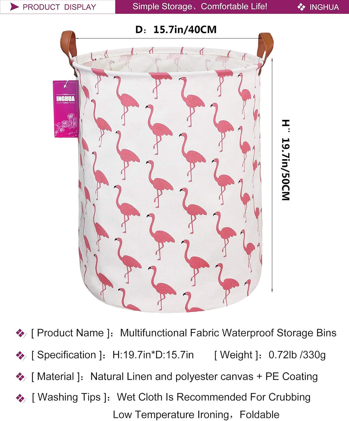 Weave Laundry Hamper Large Canvas Fabric Storage Basket