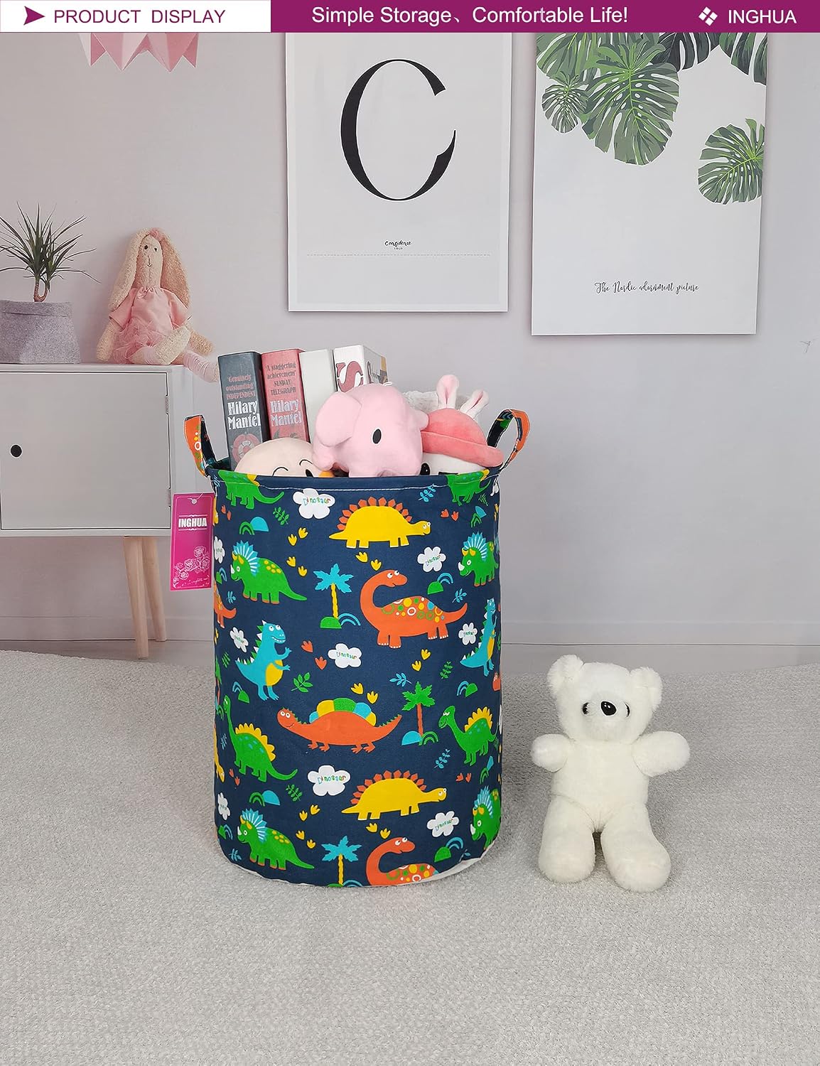 Weave Laundry Hamper Large Canvas Fabric Storage Basket