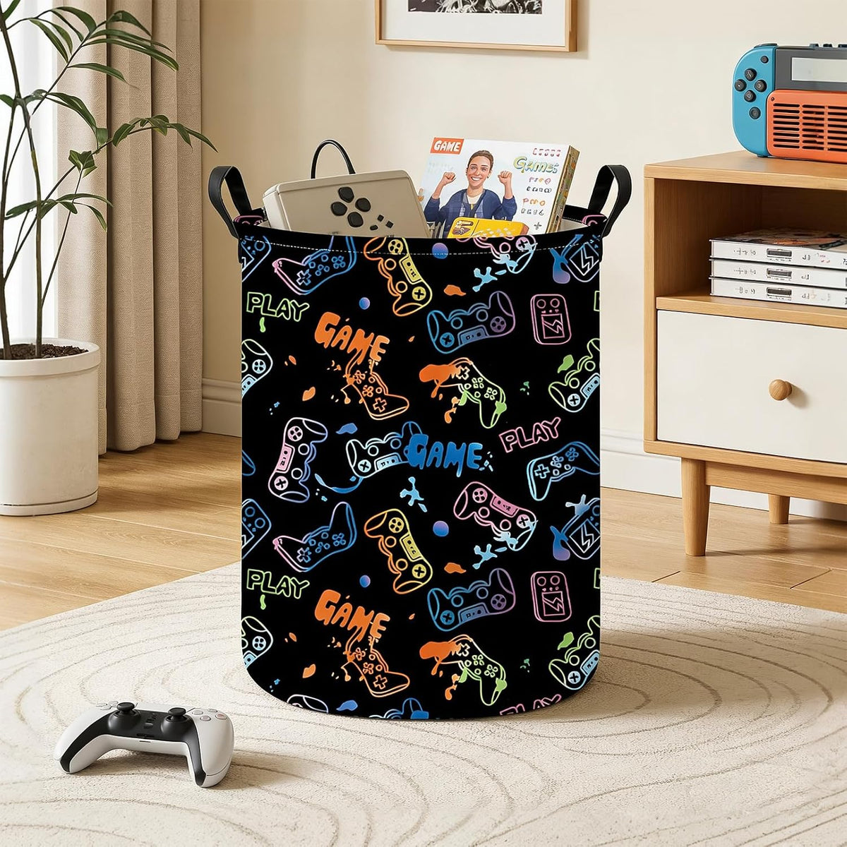 Weave Laundry Hamper Large Canvas Fabric Storage Basket