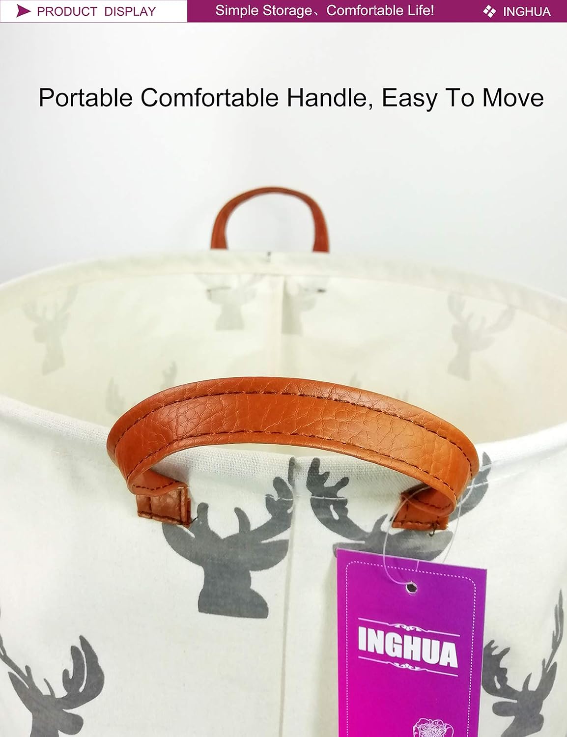Weave Laundry Hamper Large Canvas Fabric Storage Basket
