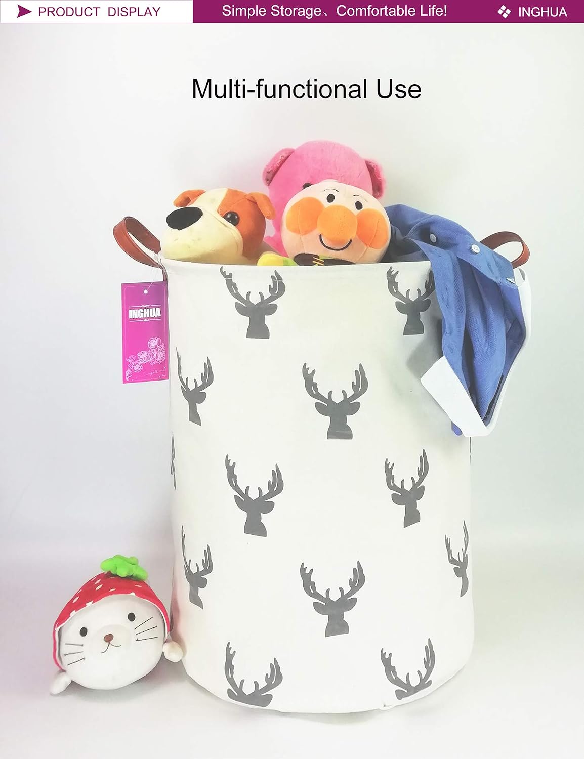 Weave Laundry Hamper Large Canvas Fabric Storage Basket