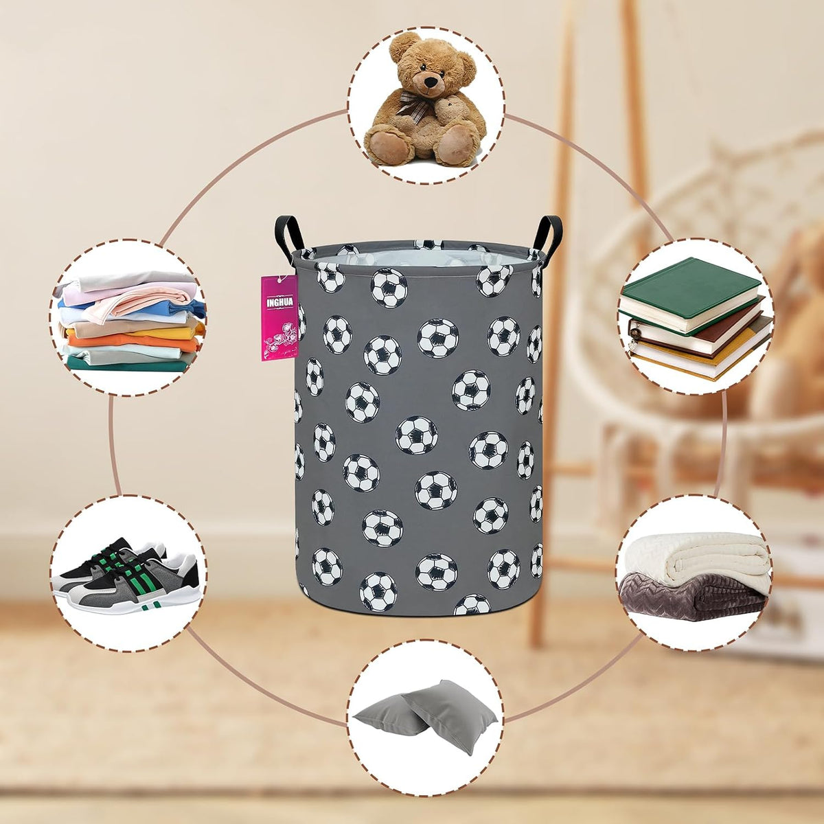 Weave Laundry Hamper Large Canvas Fabric Storage Basket