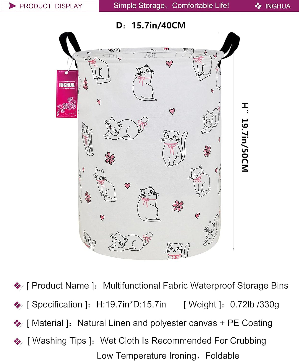 Weave Laundry Hamper Large Canvas Fabric Storage Basket