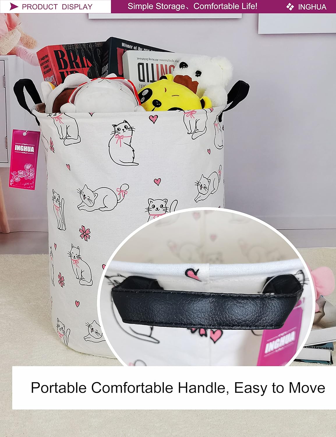 Weave Laundry Hamper Large Canvas Fabric Storage Basket
