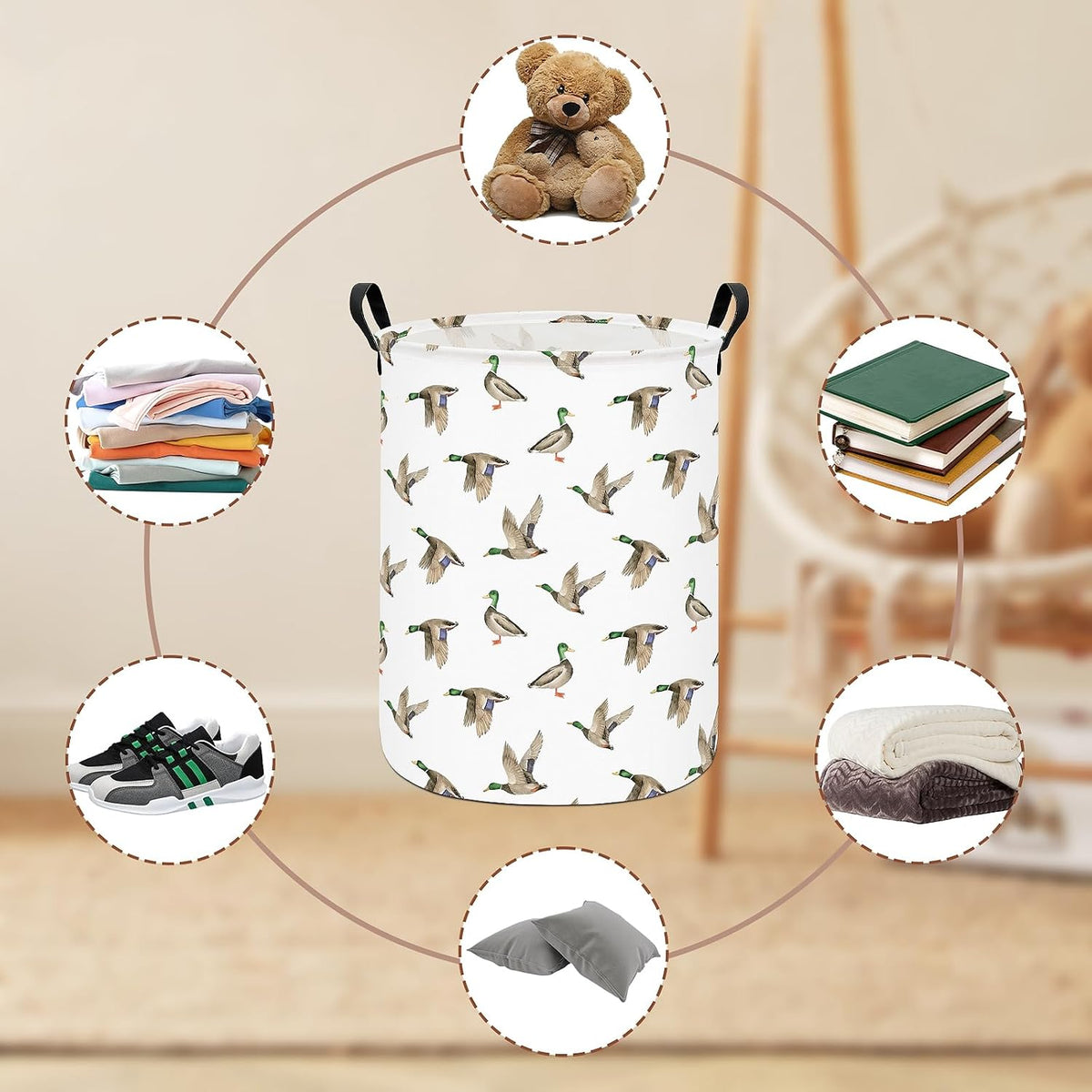 Weave Laundry Hamper Large Canvas Fabric Storage Basket