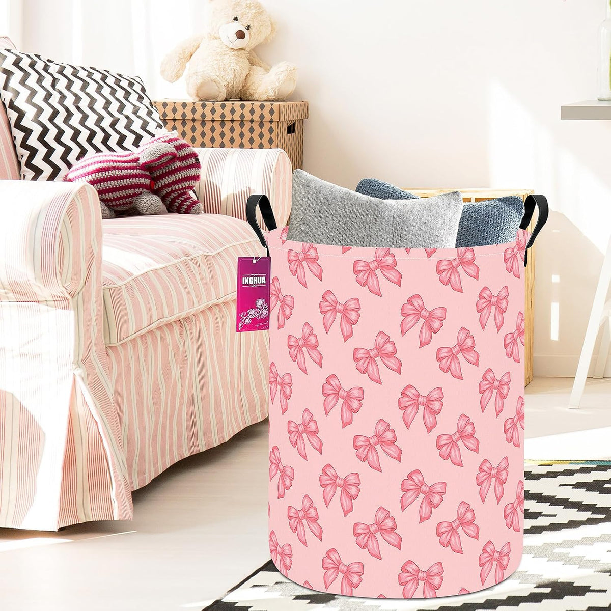 Weave Laundry Hamper Large Canvas Fabric Storage Basket