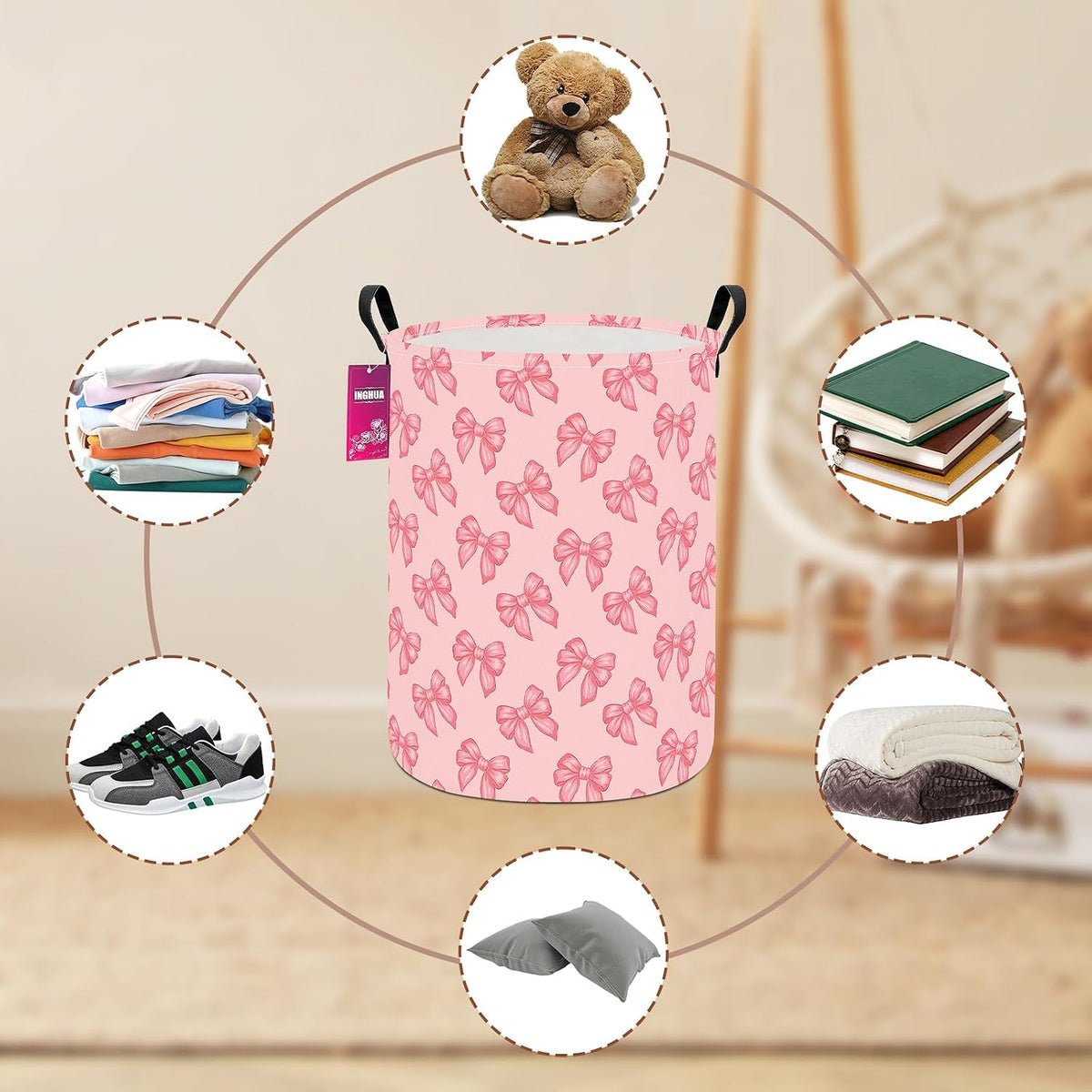 Weave Laundry Hamper Large Canvas Fabric Storage Basket