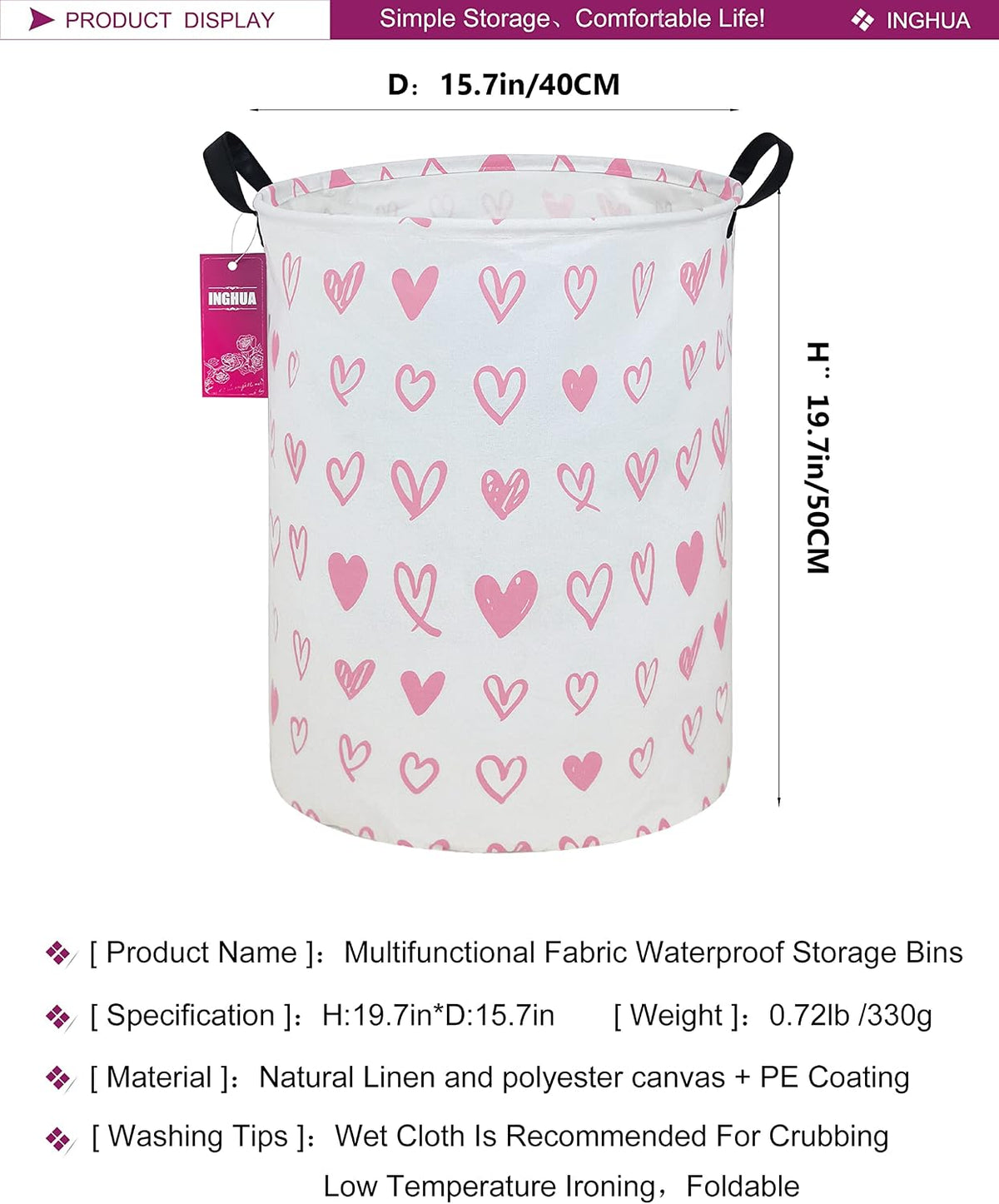 Weave Laundry Hamper Large Canvas Fabric Storage Basket