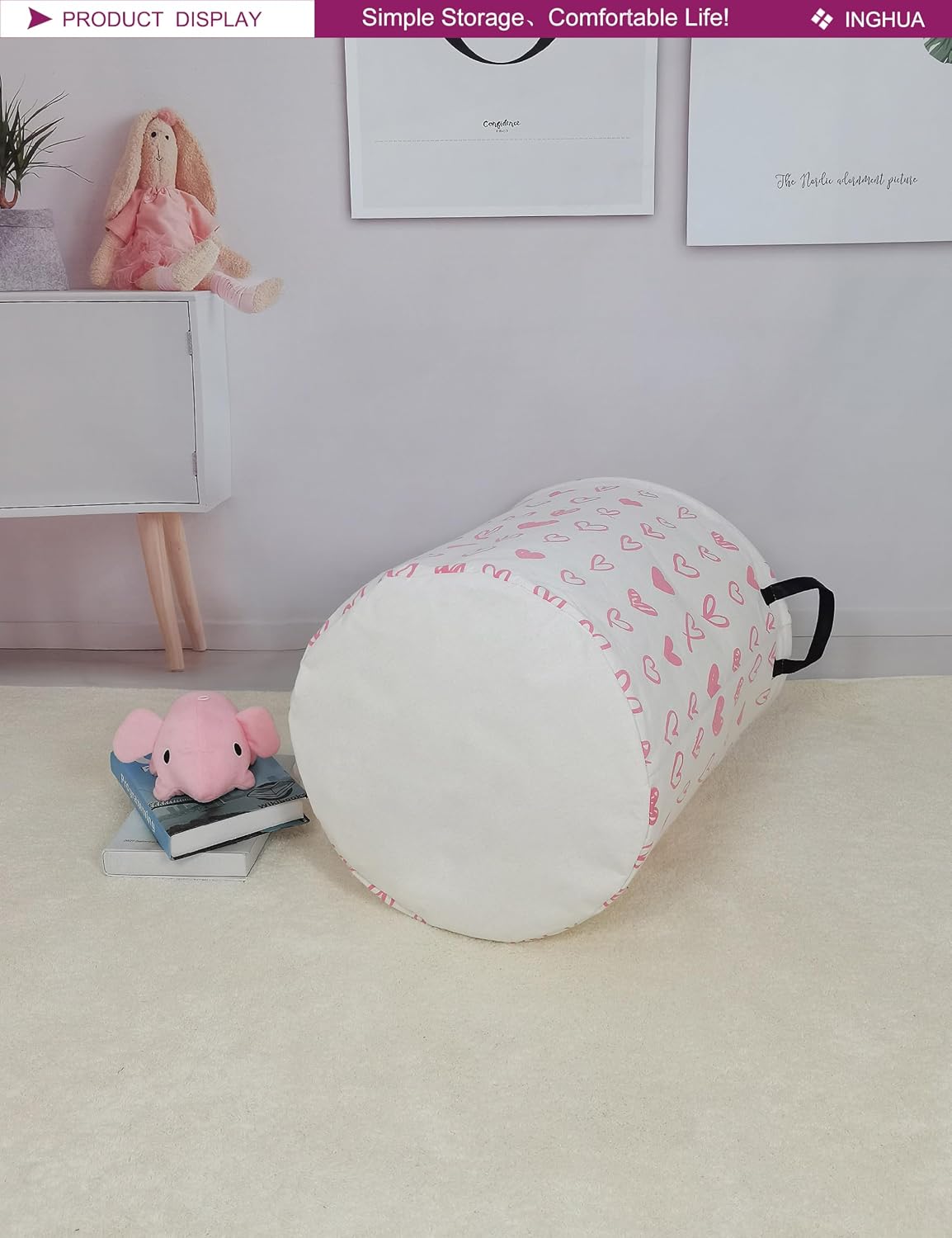 Weave Laundry Hamper Large Canvas Fabric Storage Basket