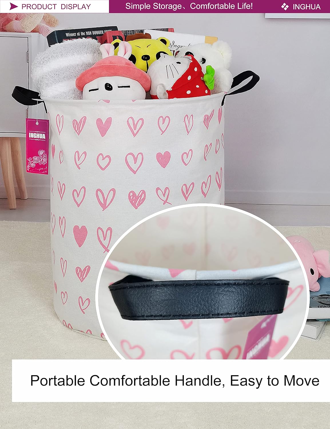Weave Laundry Hamper Large Canvas Fabric Storage Basket