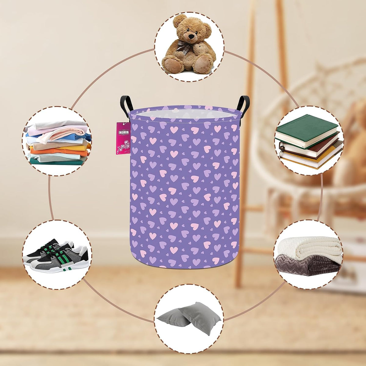 Weave Laundry Hamper Large Canvas Fabric Storage Basket