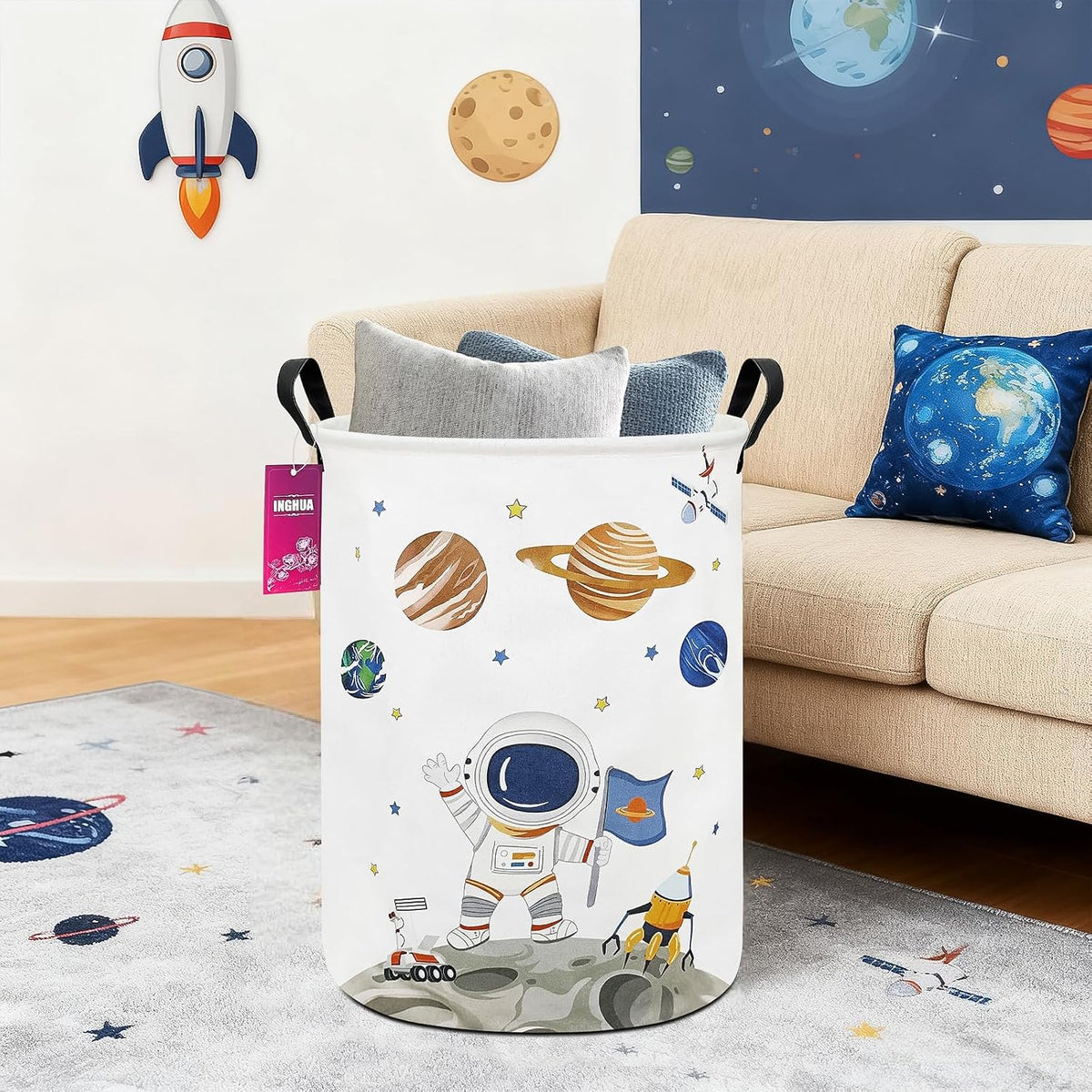 Weave Laundry Hamper Large Canvas Fabric Storage Basket