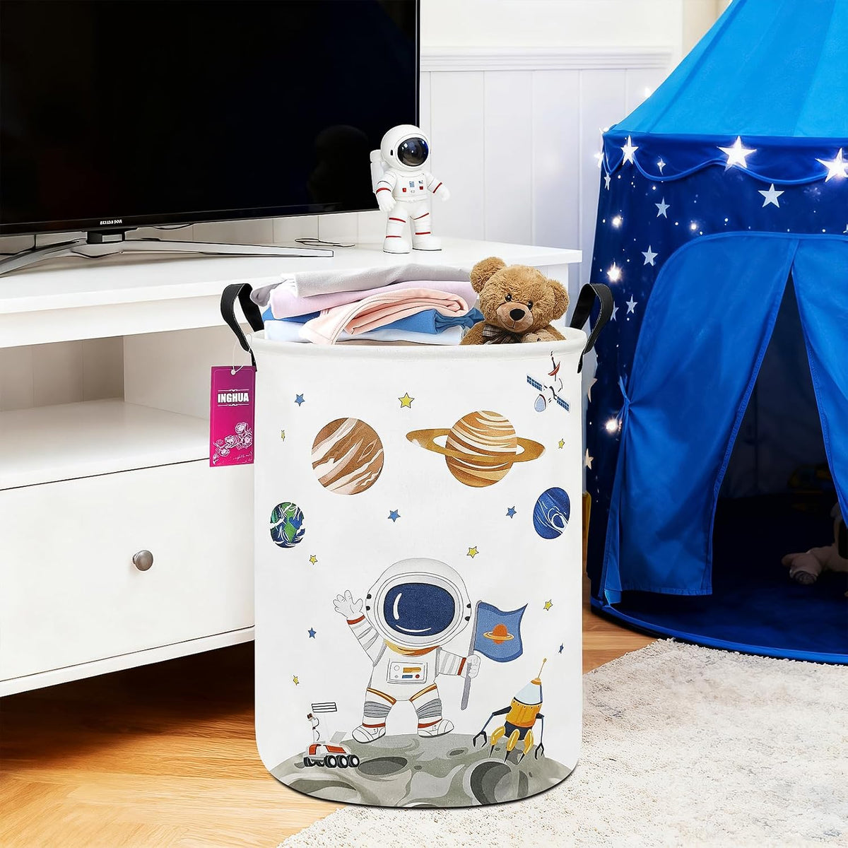 Weave Laundry Hamper Large Canvas Fabric Storage Basket