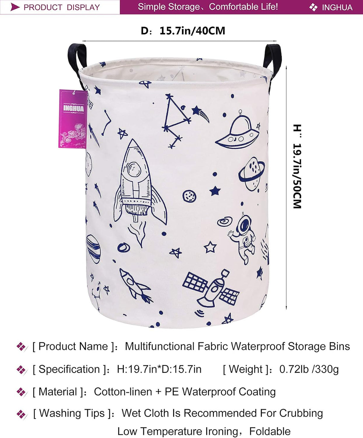 Weave Laundry Hamper Large Canvas Fabric Storage Basket