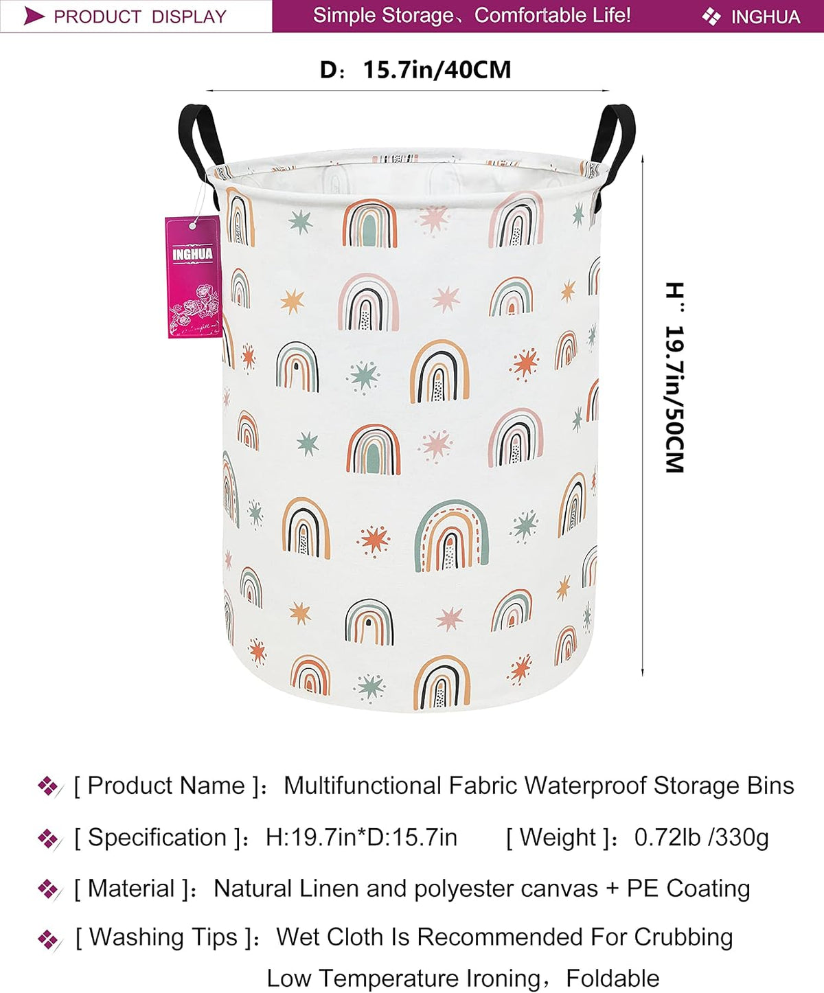 Weave Laundry Hamper Large Canvas Fabric Storage Basket