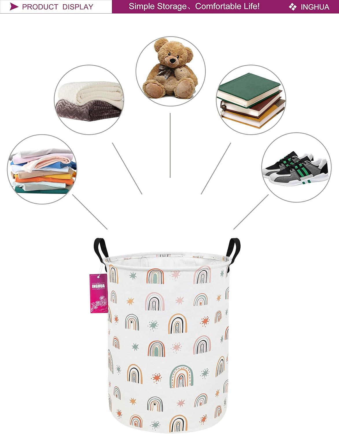 Weave Laundry Hamper Large Canvas Fabric Storage Basket
