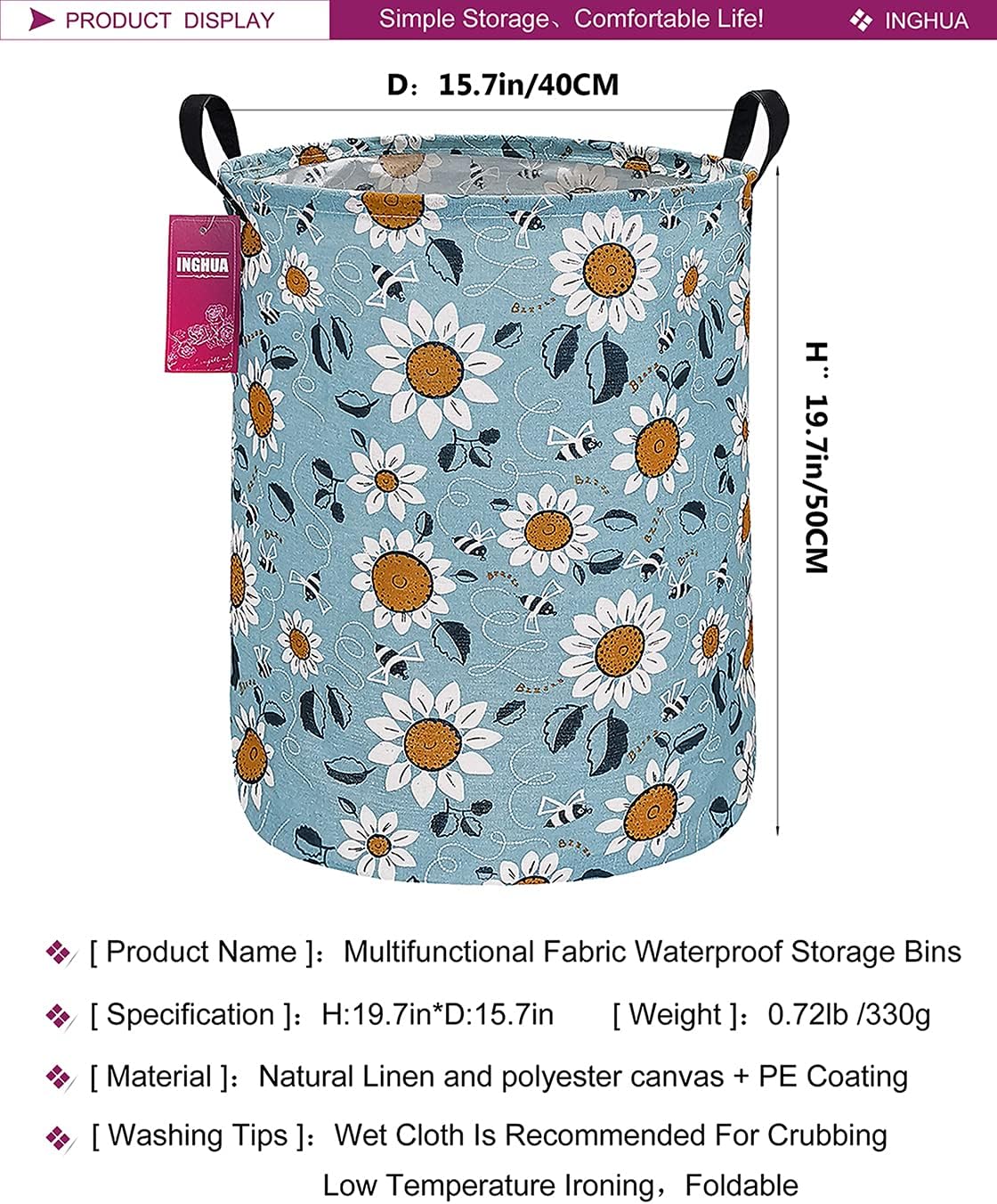 Weave Laundry Hamper Large Canvas Fabric Storage Basket