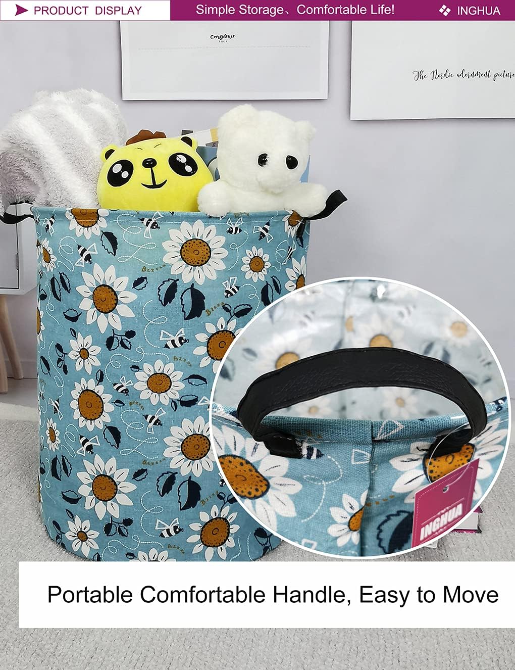 Weave Laundry Hamper Large Canvas Fabric Storage Basket