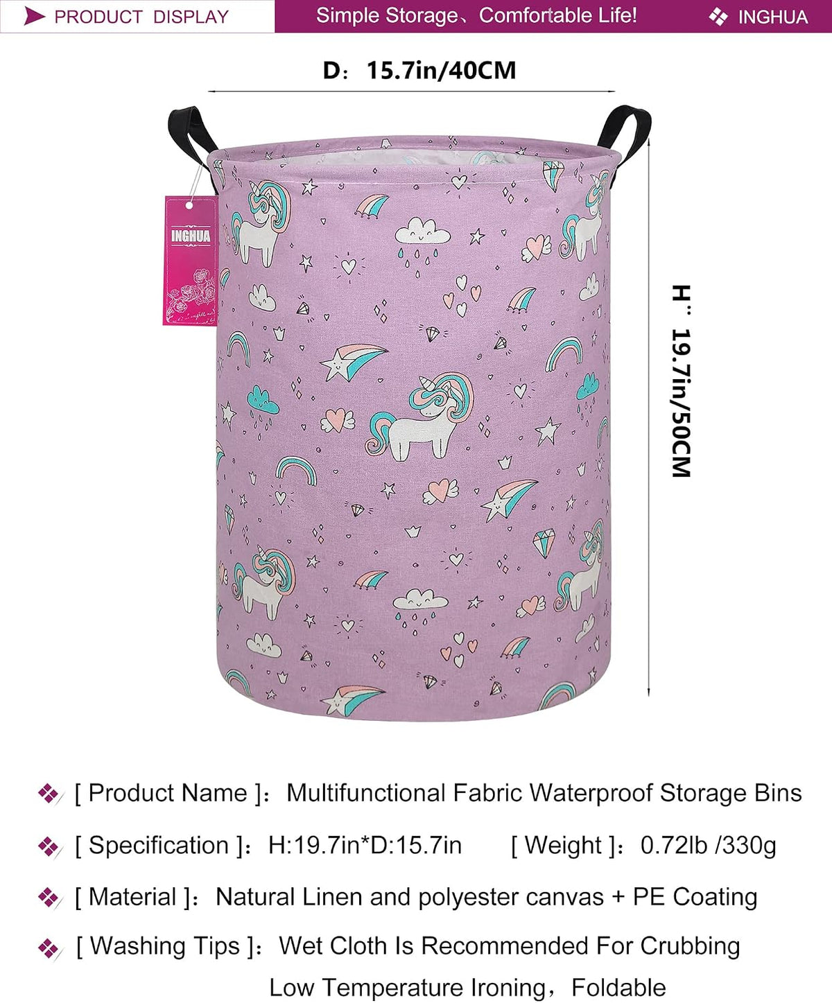 Weave Laundry Hamper Large Canvas Fabric Storage Basket