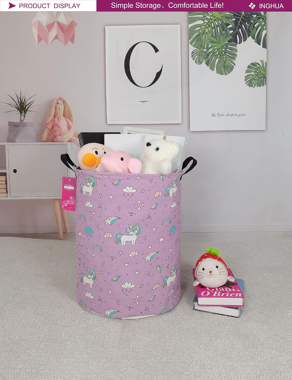 Weave Laundry Hamper Large Canvas Fabric Storage Basket