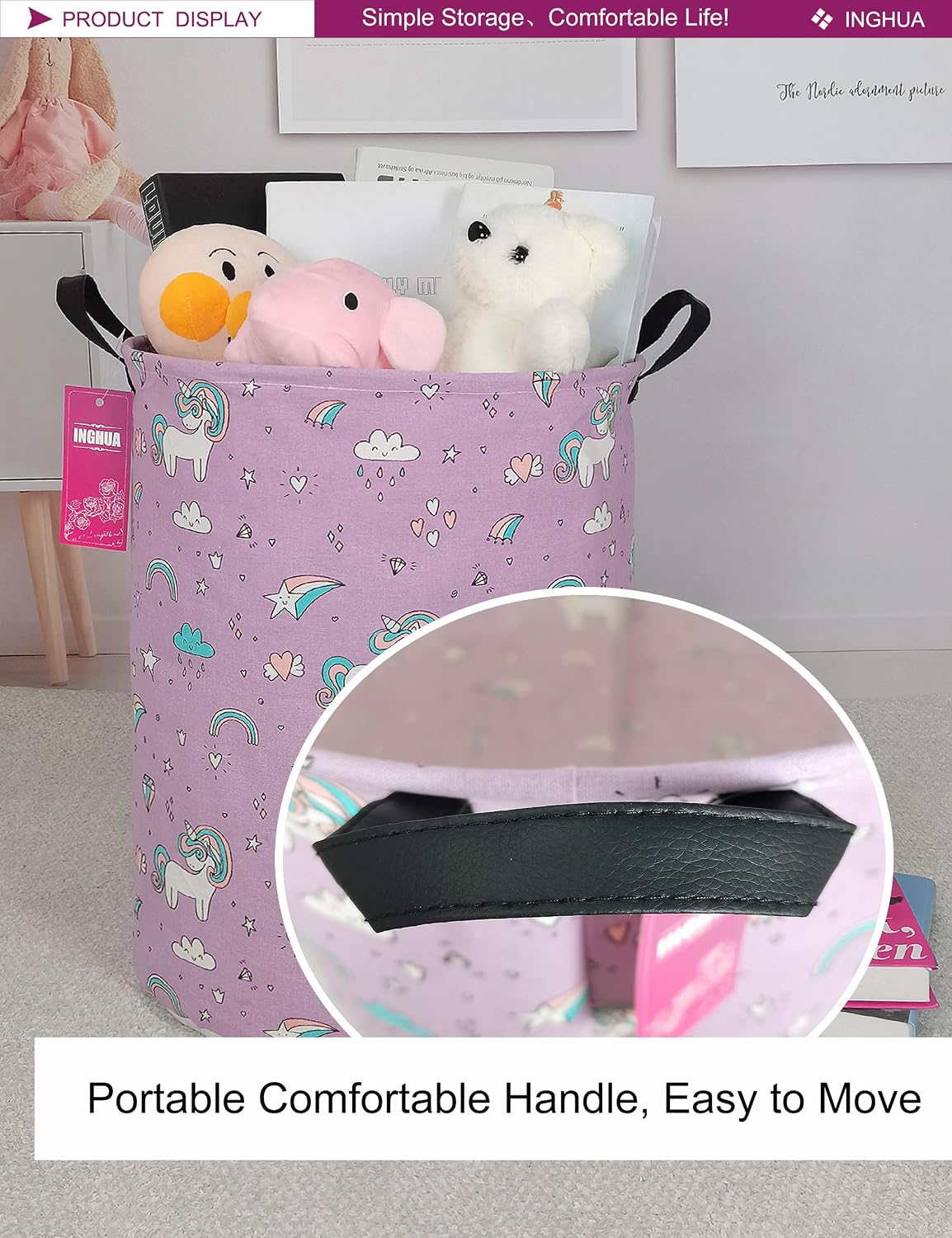 Weave Laundry Hamper Large Canvas Fabric Storage Basket