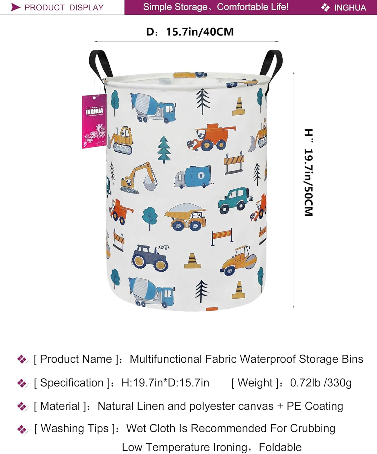 Weave Laundry Hamper Large Canvas Fabric Storage Basket