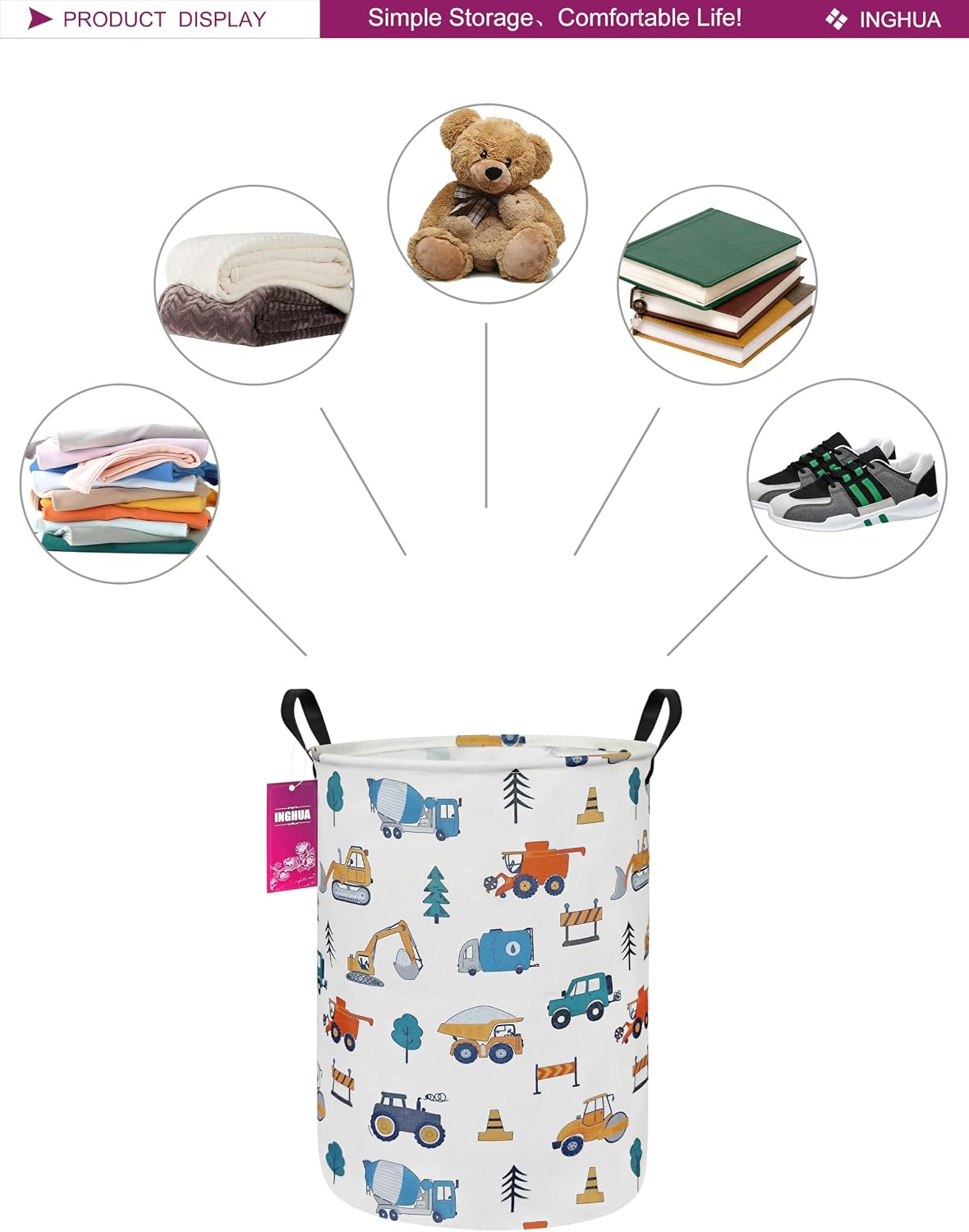 Weave Laundry Hamper Large Canvas Fabric Storage Basket