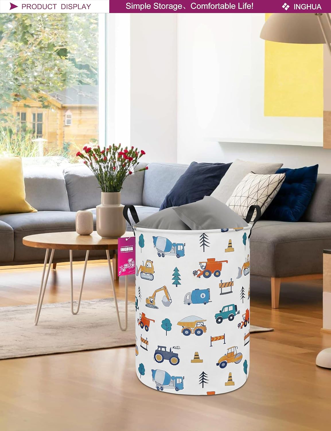 Weave Laundry Hamper Large Canvas Fabric Storage Basket