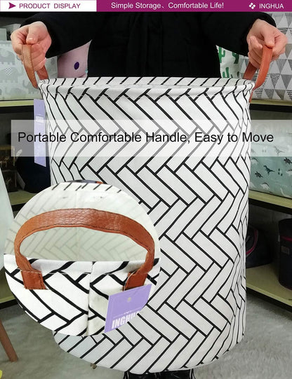 Weave Laundry Hamper Large Canvas Fabric Storage Basket