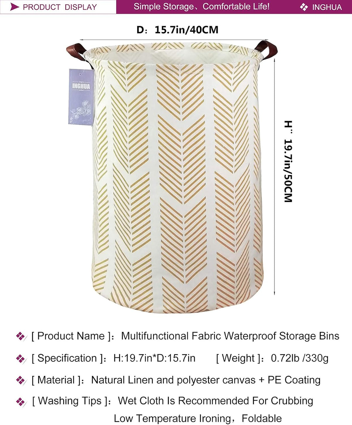 Weave Laundry Hamper Large Canvas Fabric Storage Basket