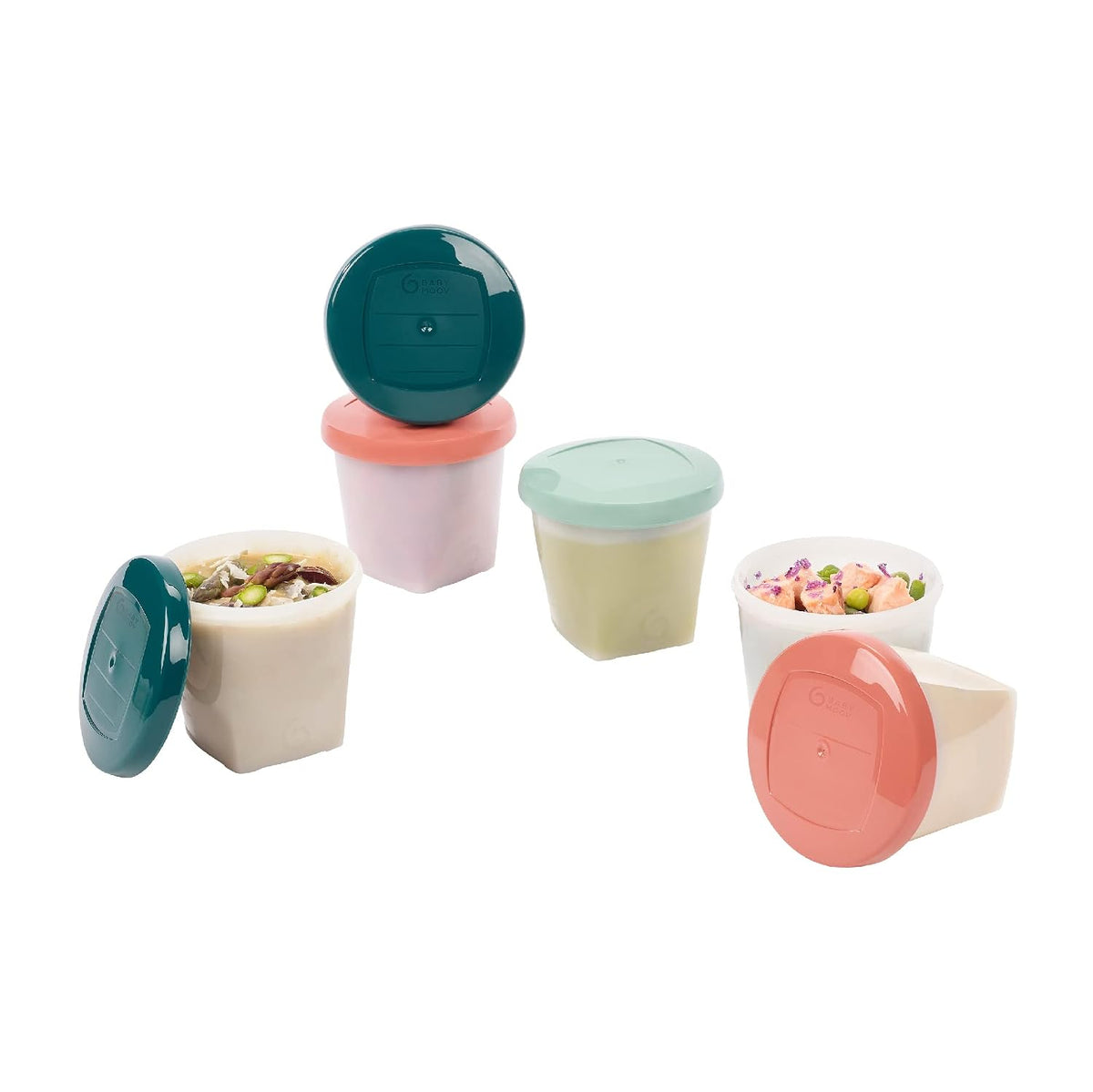 Eco-Friendly Baby Food Jars | Set of 6 (8.45oz Each) BPA-Free Storage Containers | Made from Biosourced Sugar Cane | Leakproof Silicone Lids | Microwave, Freezer & Dishwasher Safe