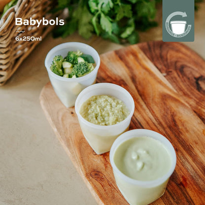 Eco-Friendly Baby Food Jars | Set of 6 (8.45oz Each) BPA-Free Storage Containers | Made from Biosourced Sugar Cane | Leakproof Silicone Lids | Microwave, Freezer & Dishwasher Safe