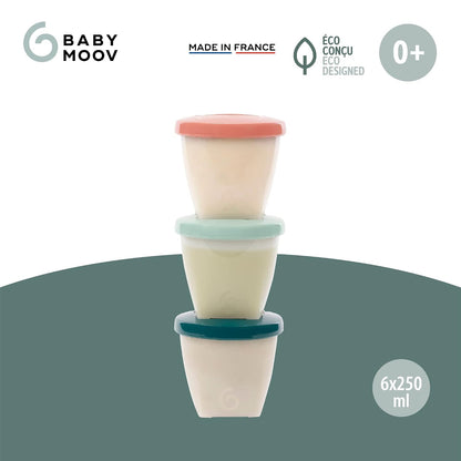 Eco-Friendly Baby Food Jars | Set of 6 (8.45oz Each) BPA-Free Storage Containers | Made from Biosourced Sugar Cane | Leakproof Silicone Lids | Microwave, Freezer & Dishwasher Safe