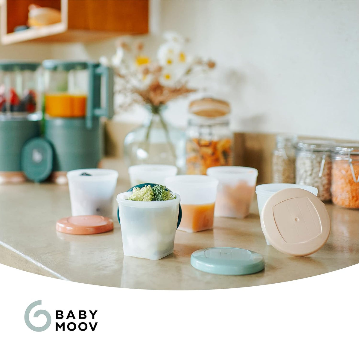 Eco-Friendly Baby Food Jars | Set of 6 (8.45oz Each) BPA-Free Storage Containers | Made from Biosourced Sugar Cane | Leakproof Silicone Lids | Microwave, Freezer & Dishwasher Safe