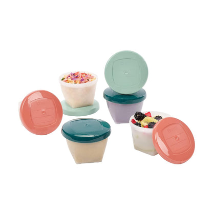 Eco-Friendly Baby Food Jars | Set of 6 (8.45oz Each) BPA-Free Storage Containers | Made from Biosourced Sugar Cane | Leakproof Silicone Lids | Microwave, Freezer & Dishwasher Safe