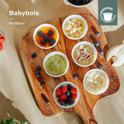 Eco-Friendly Baby Food Jars | Set of 6 (8.45oz Each) BPA-Free Storage Containers | Made from Biosourced Sugar Cane | Leakproof Silicone Lids | Microwave, Freezer & Dishwasher Safe