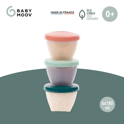Eco-Friendly Baby Food Jars | Set of 6 (8.45oz Each) BPA-Free Storage Containers | Made from Biosourced Sugar Cane | Leakproof Silicone Lids | Microwave, Freezer & Dishwasher Safe